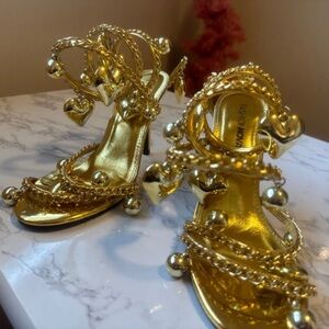 Fashion Bug Gold Heart Embellished Heels